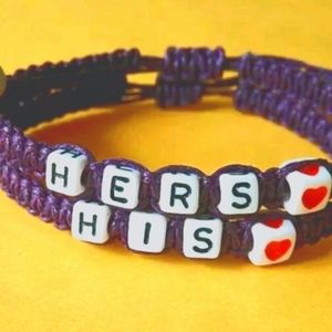 Set Of 2 purple BRACELETS his hers red heart